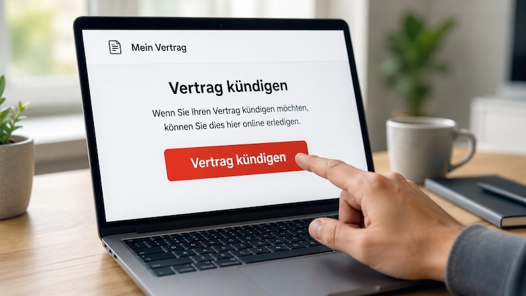 Symbolbild für einen Kündigungsbutton auf einer Webseite