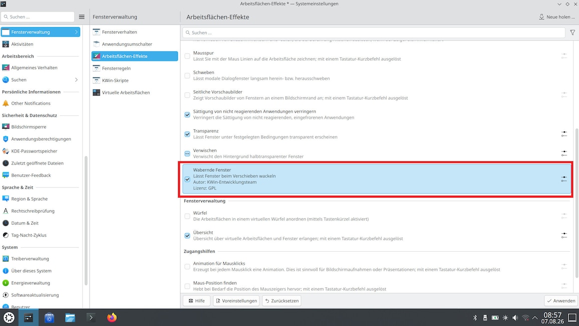 Linux Kubuntu: Wabernde Fenster (de)aktivieren - COMPUTER BILD