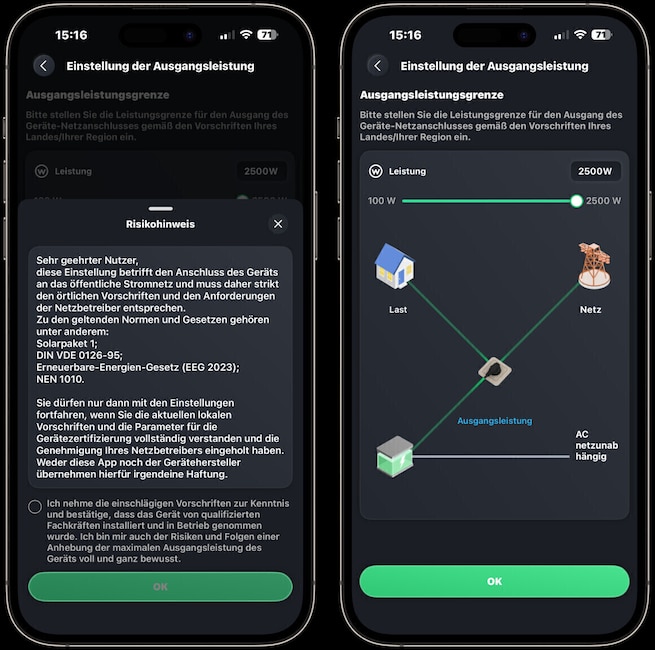 Screenshots Leistungssteigerung in der App