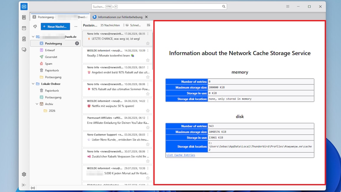 Thunderbird: about:about – geheime Verwaltungs-Webseiten - COMPUTER BILD
