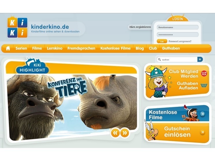 Screenshot Kinderkino.de
