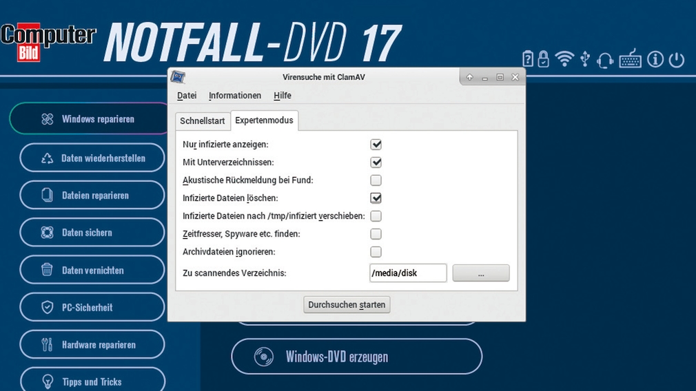 Notfall-DVD Tiefen-Scan