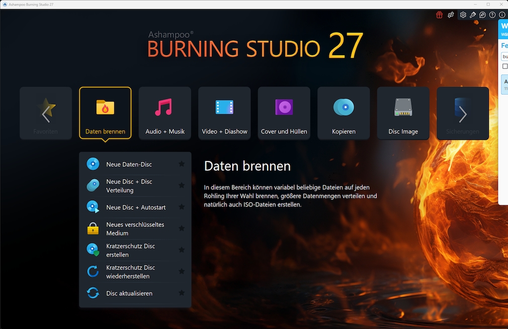 Screenshot aus Ashampoo Burning Studio