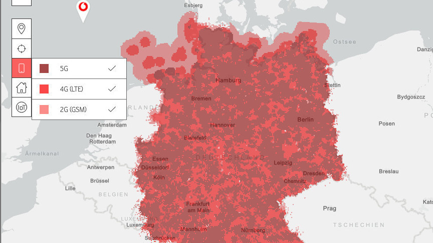 Vodafone network coverage map