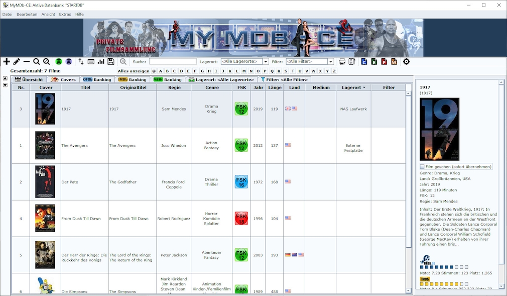 Screenshot aus MyMDb CE