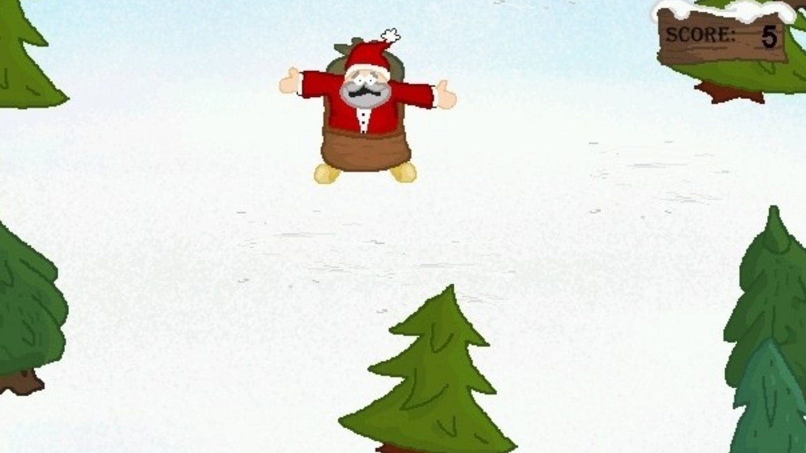 Downhill Santa: Geschicklichkeitsspiel mit dem Weihnachtsmann