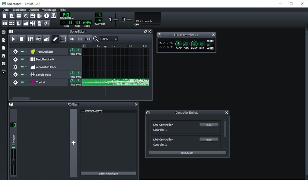 Screenshot aus LMMS (Linux MultiMedia Studio) 
