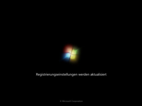Windows 7 Installation: Neustart