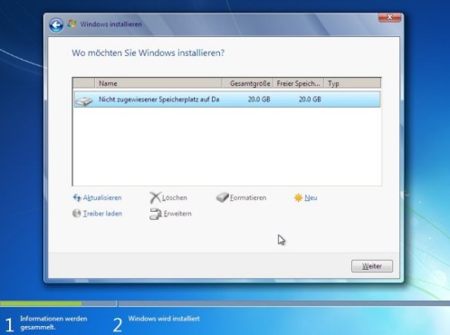 Windows 7 Installation: Partition