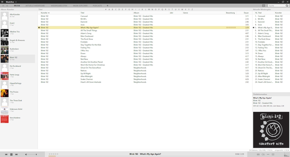 Screenshot aus MusicBee
