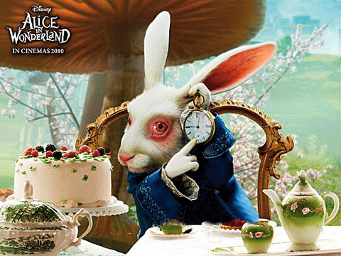 Figur Weisses Kaninchen mit Zylinder Zauberer Büste Alice im Wunderland Hase 