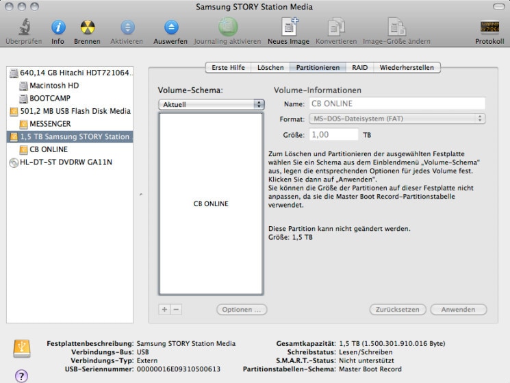 Mac OS X: Festplatten-Dienstprogramm