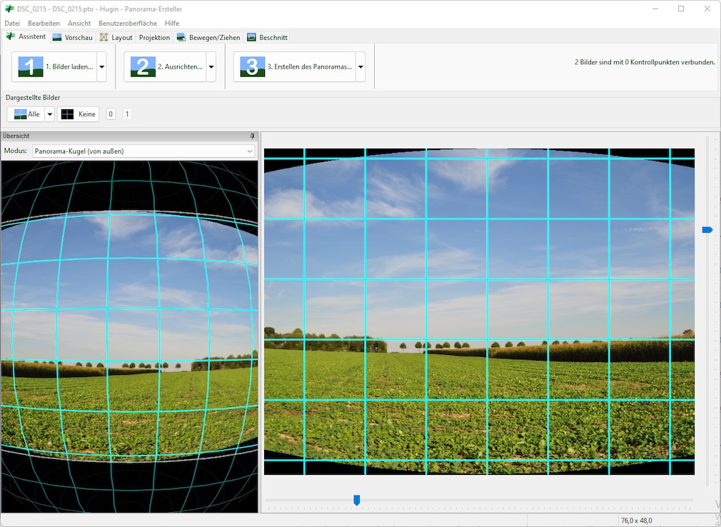 Screenshot aus Hugin