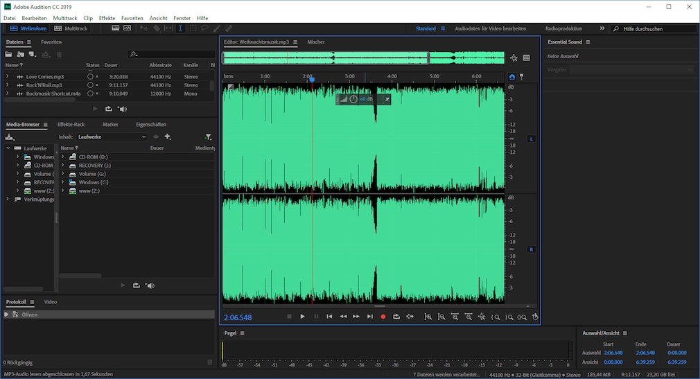 Screenshot aus Adobe Audition CC