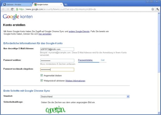 Google Chrome: Anmeldeformular ausfüllen