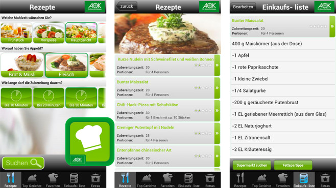 Gesund-Genießen-App Screen © AOK Bundesverband