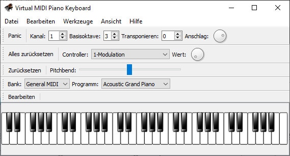 Screenshot aus Virtual MIDI Piano Keyboard 