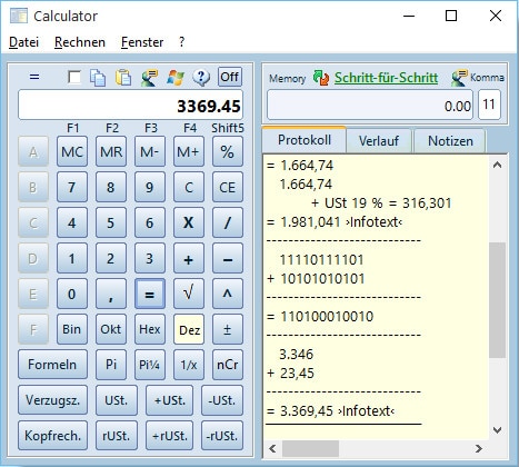 Screenshot aus Calculator 