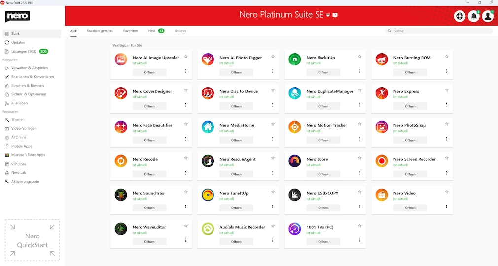 Professionelle Brennsoftware mit umfangreichen Funktionen
Nero Platinum