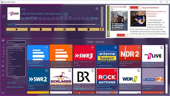 Screenshot aus Phonostar Player