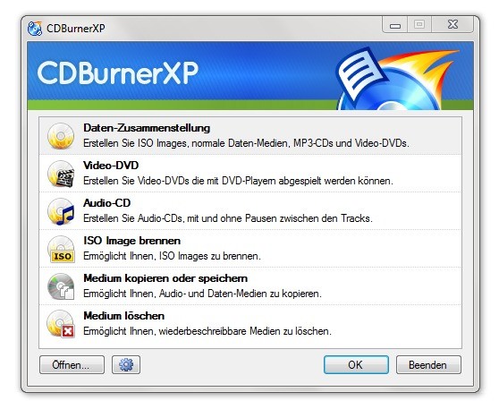 Screenshot aus CDBurnerXP