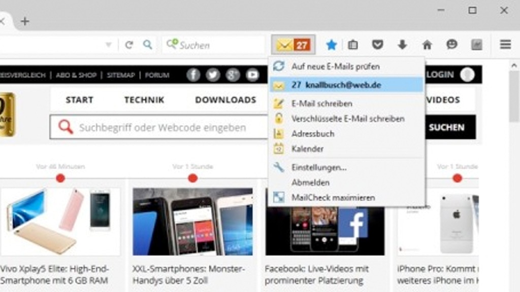 Web.de MailCheck für Firefox