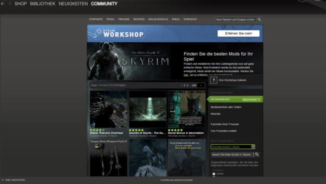 Bildergalerie Skyrim-Mods: Steam Workshop © Valve