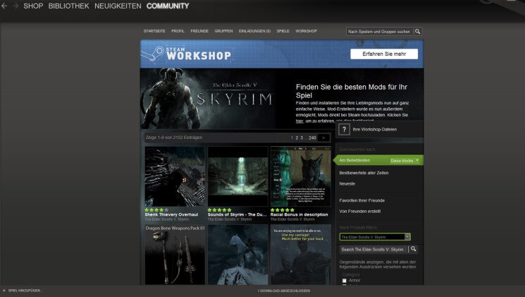Bildergalerie Skyrim-Mods: Steam Workshop