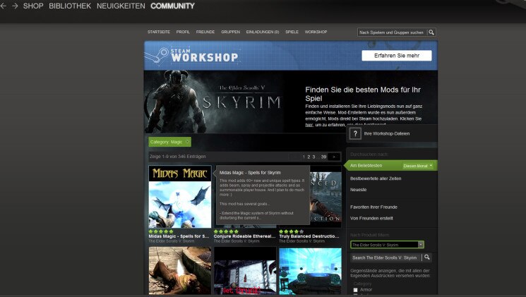 Bildergalerie Skyrim-Mods: Steam Workshop