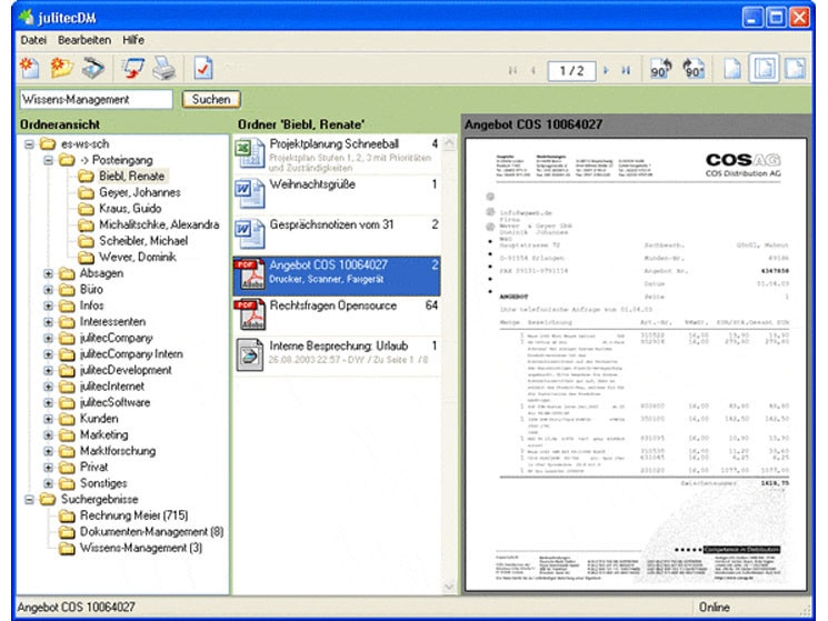 Screenshot DMS-Programm JulitecDM