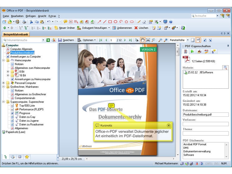 Screenshot DMS-Programm Office-n-PDF