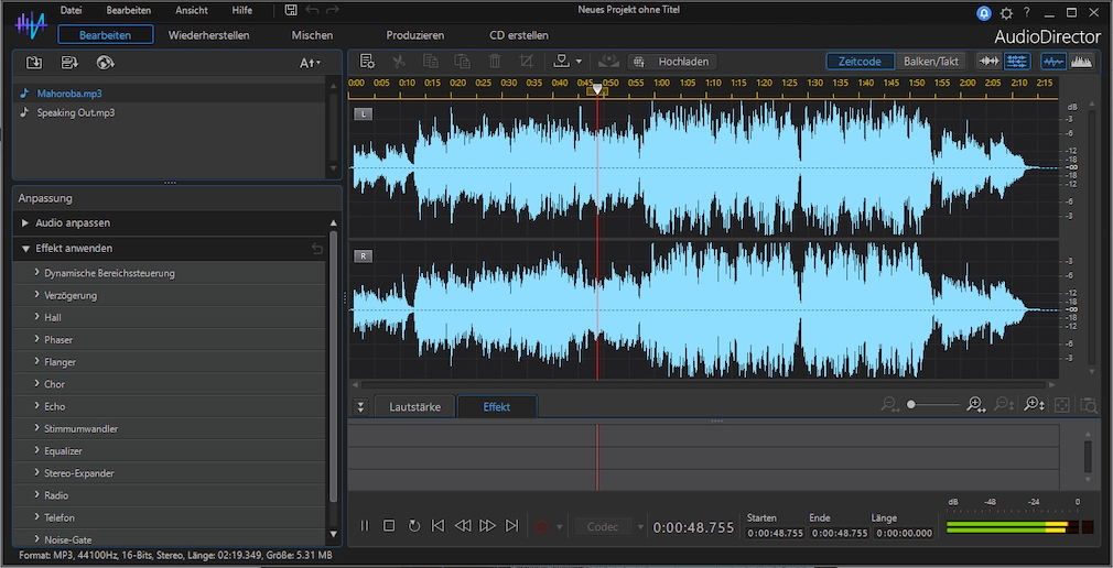 Screenshot aus AudioDirector