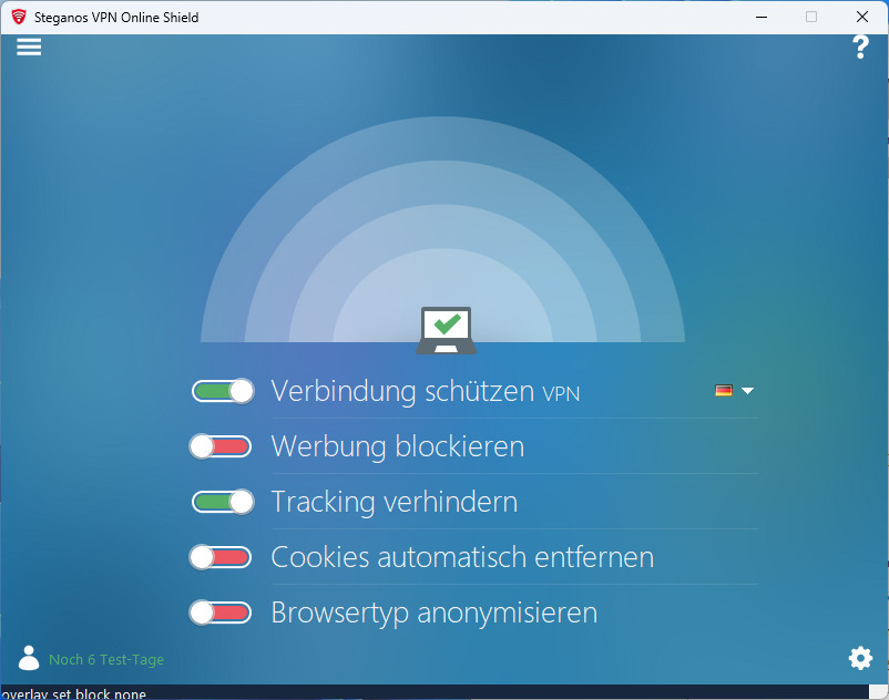 Screenshot aus Steganos VPN Online Shield