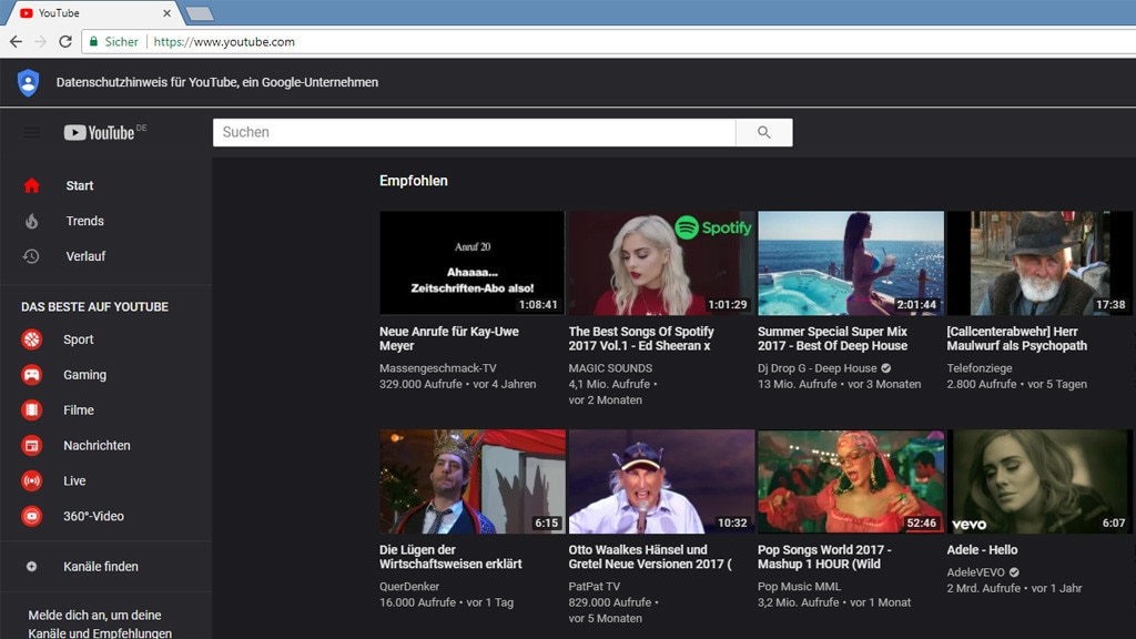 Dark Skin for YouTube für Chrome: Dunkle Optik nutzen