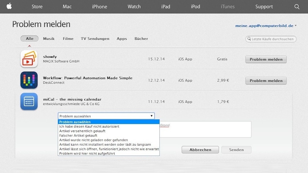 iTunes: Apple erleichtert Rückgabe von Apps & Co. - COMPUTER BILD