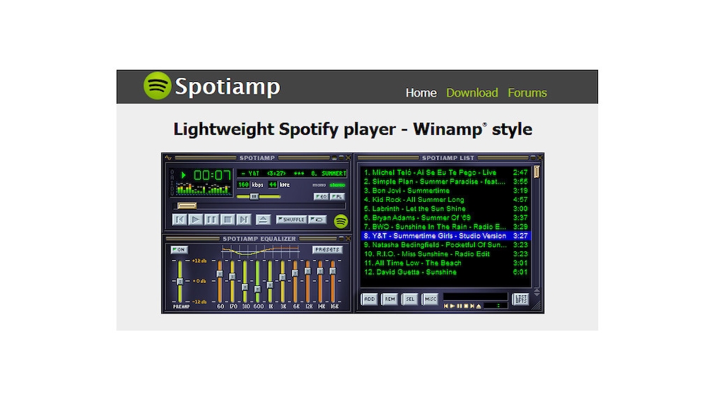 Spotify-Player im Winamp-Stil