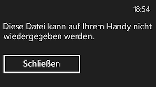 Windows Phone Fehlermeldung