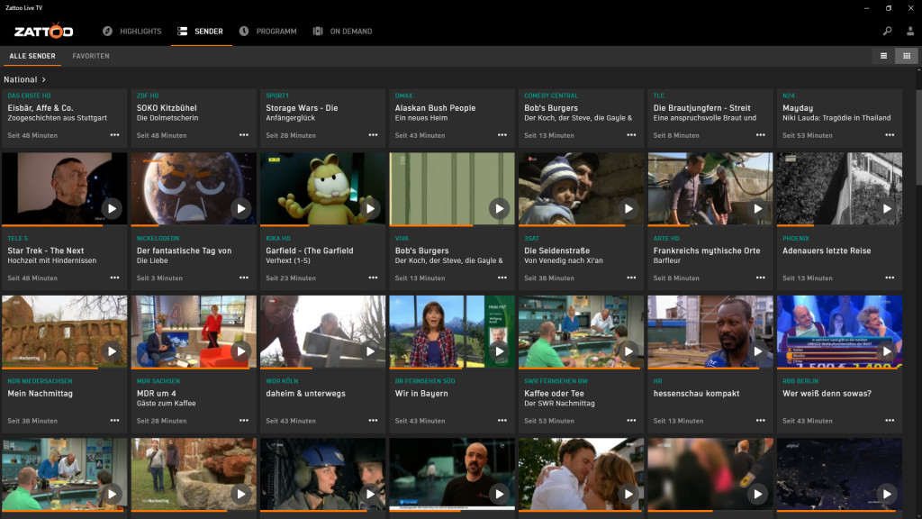 Zattoo Live TV (Windows-App)