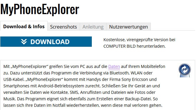 Schritt 1: MyPhoneExplorer auf PC herunterladen