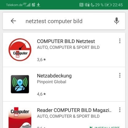 Netztest-App im Google Play Store für Android