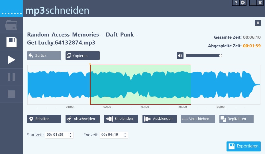 Screenshot 1 - MP3 schneiden Free (COMPUTER BILD-Edition)
