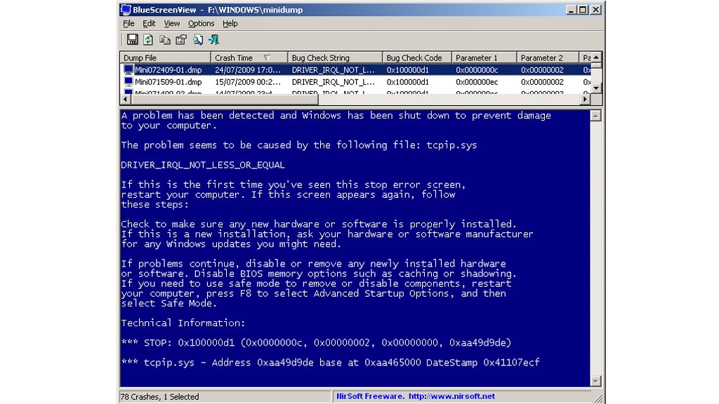 BlueScreens erscheinen: Bluescreen View