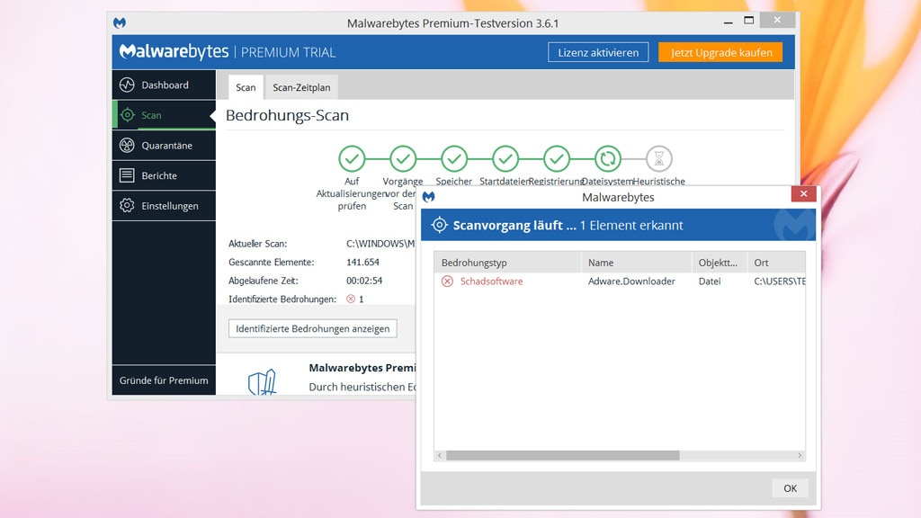 Hartnäckige Schadprogramme auf dem PC: Malwarebytes