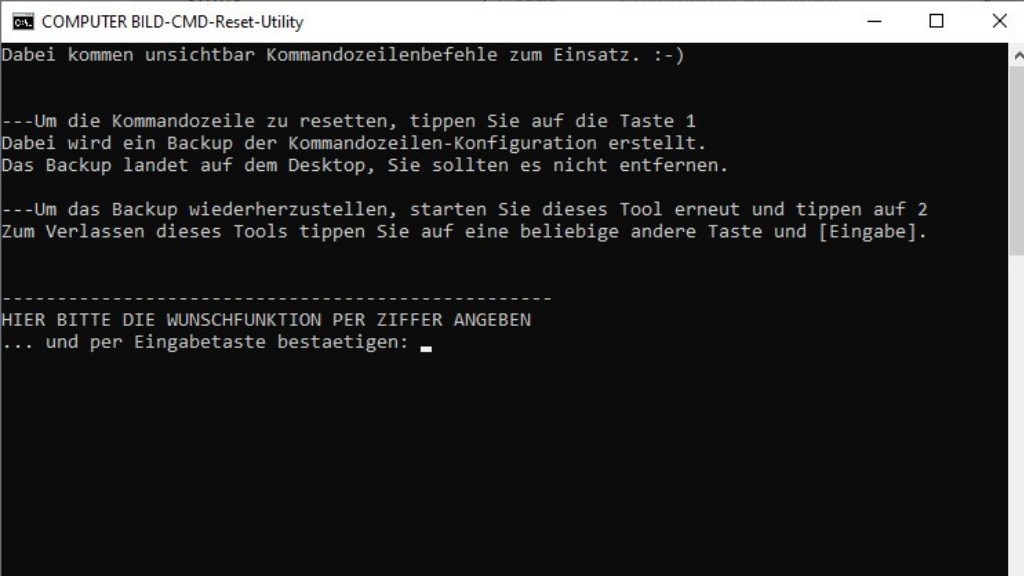 Kommandozeile verkonfiguriert: CoBi-CMD-Reset-Tools