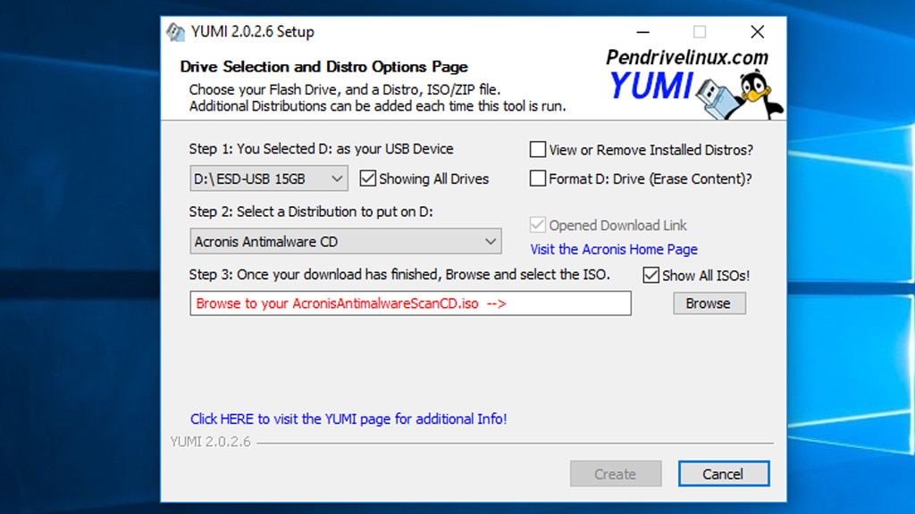Nur ein Linux-System auf dem Stick: YUMI (Your Universal Multiboot Installer)