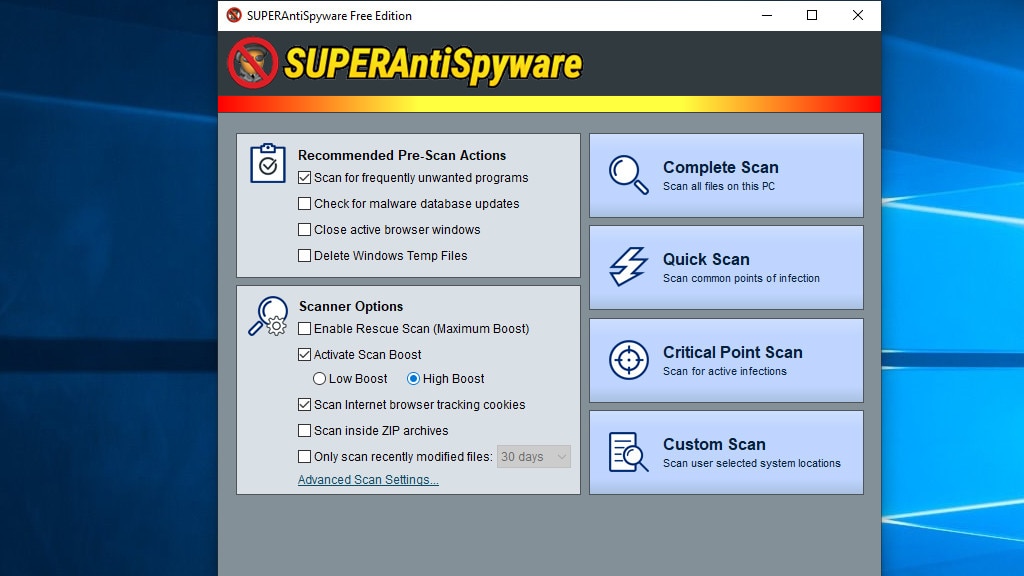 Schnellerer Schädlings-Scan erwünscht: SuperAntiSpyware Free Edition