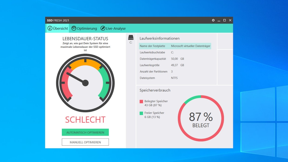 Verschleißende Flash-Festplatte: SSD Fresh 2020