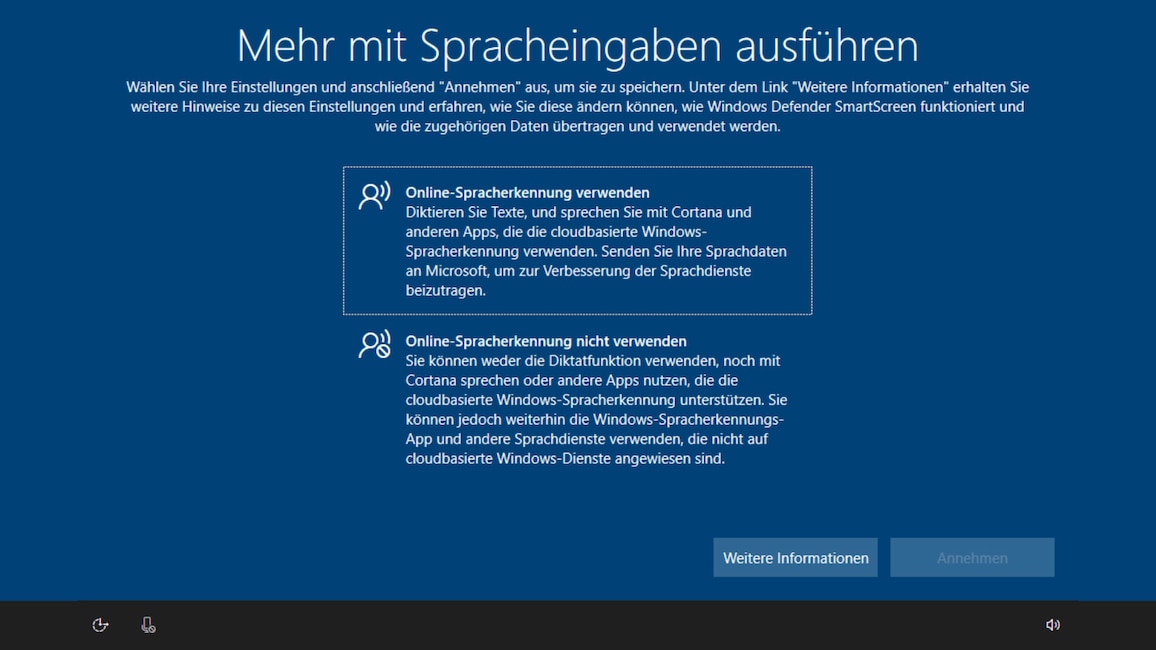 Windows 10: Online-Spracherkennung