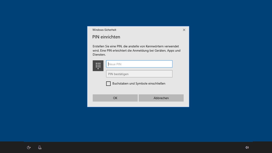 Windows 10: PIN auswählen