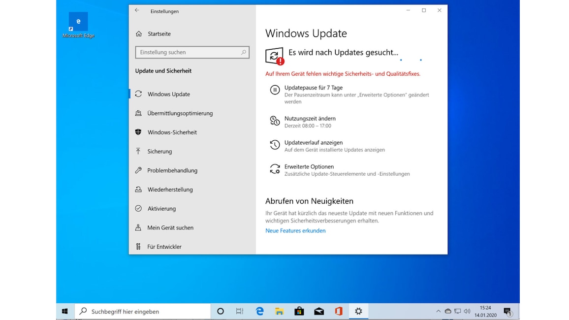 Windows 10: Updates suchen